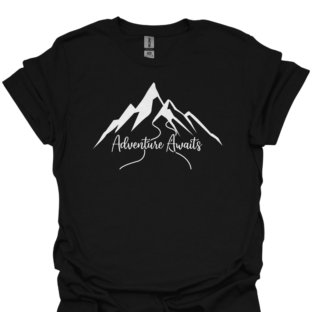 T-Shirt Black / S Adventure Awaits – Mountain Graphic T-Shirt