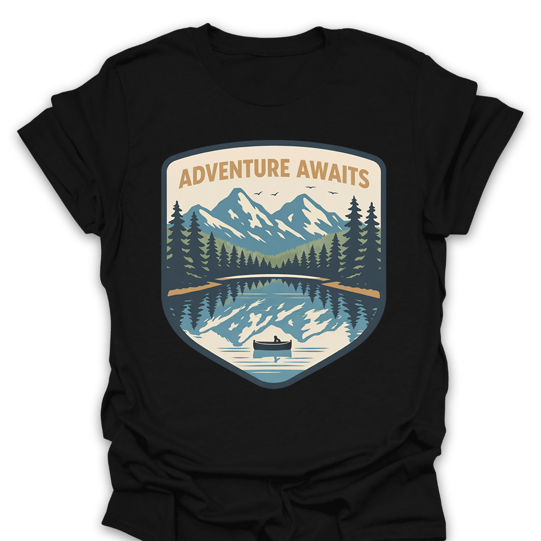 T-Shirt Black / S Adventure Awaits Mountain Lake T-Shirt