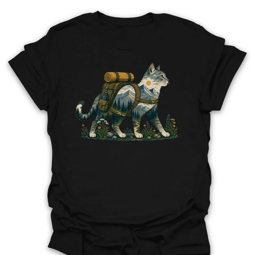 T-Shirt Black / S Backpack Cat