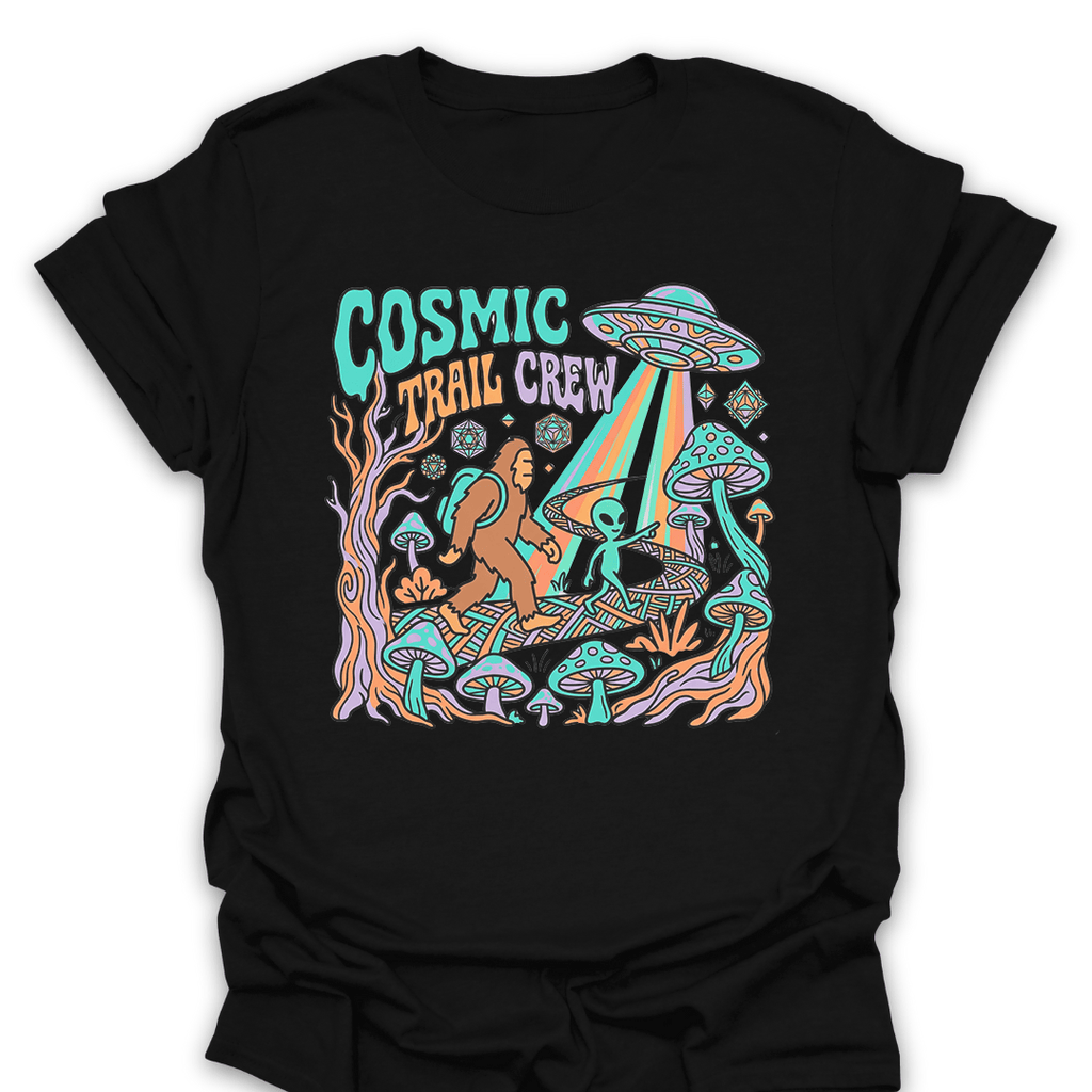 T-Shirt Black / S Bigfoot Meets Aliens Cosmic Trail Crew Tee