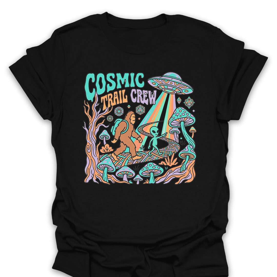 T-Shirt Black / S Bigfoot Meets Aliens Cosmic Trail Crew Tee