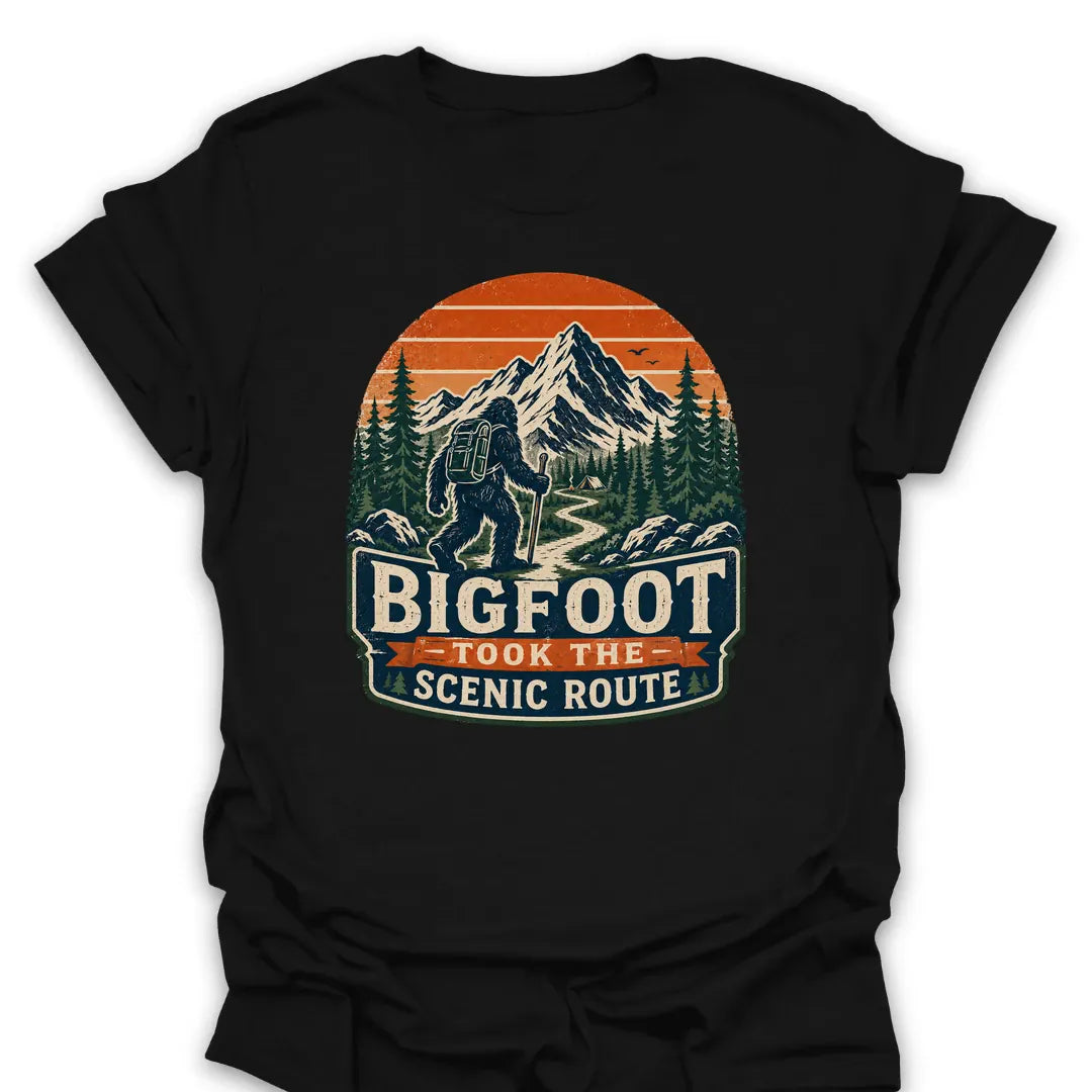 T-Shirt Black / S Bigfoot Took The Scenic Route T-Shirt