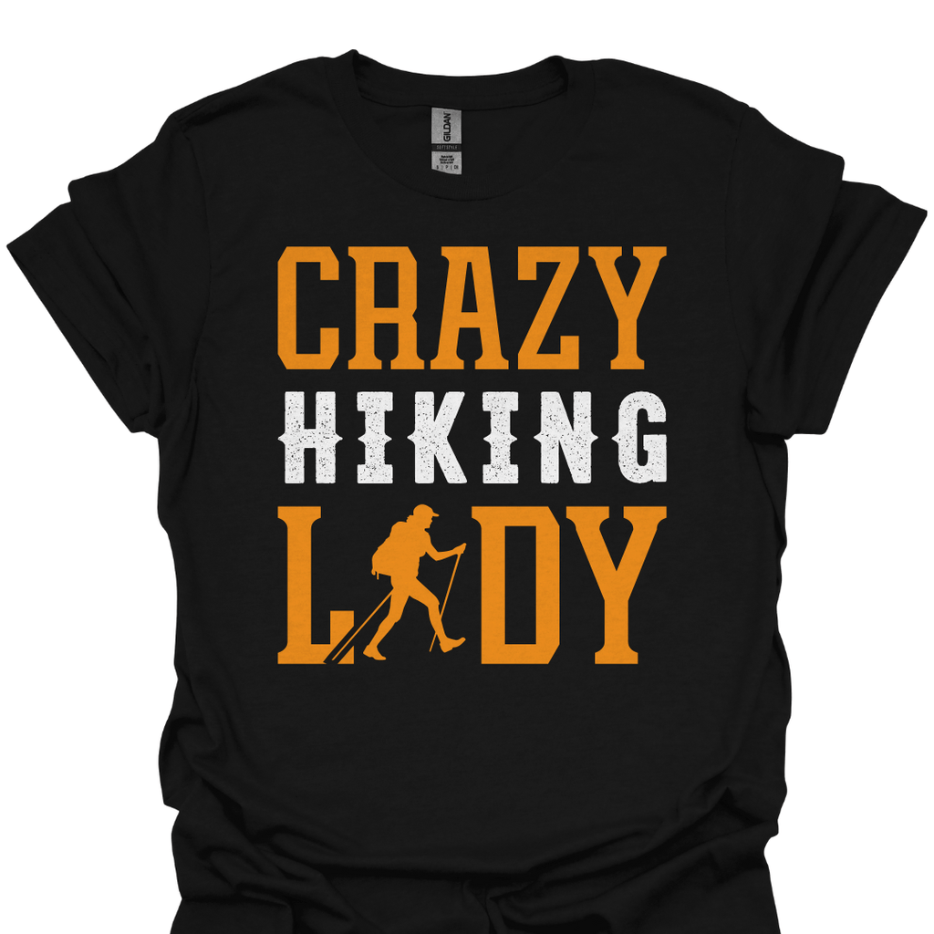T-Shirt Black / S Crazy Hiking Lady – Funny Outdoor Adventure T-Shirt 🥾