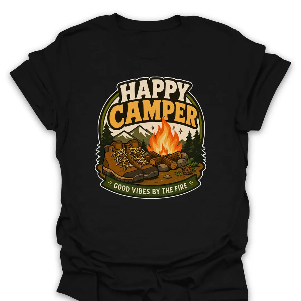 T-Shirt Black / S Happy Camper Good Vibes T-Shirt