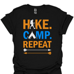T-Shirt Black / S Hike. Camp. Repeat. – Outdoor Adventure T-Shirt 🏕️