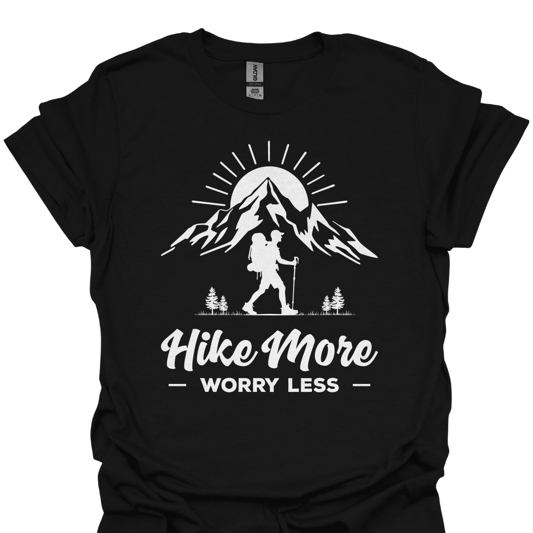 T-Shirt Black / S Hike More Worry Less – Mountain Adventure T-Shirt