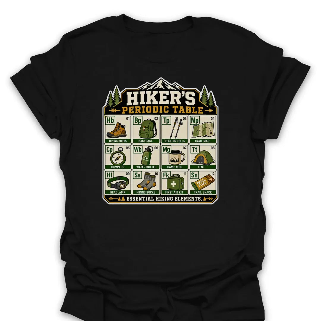 T-Shirt Black / S Hikers Periodic Table T-Shirt