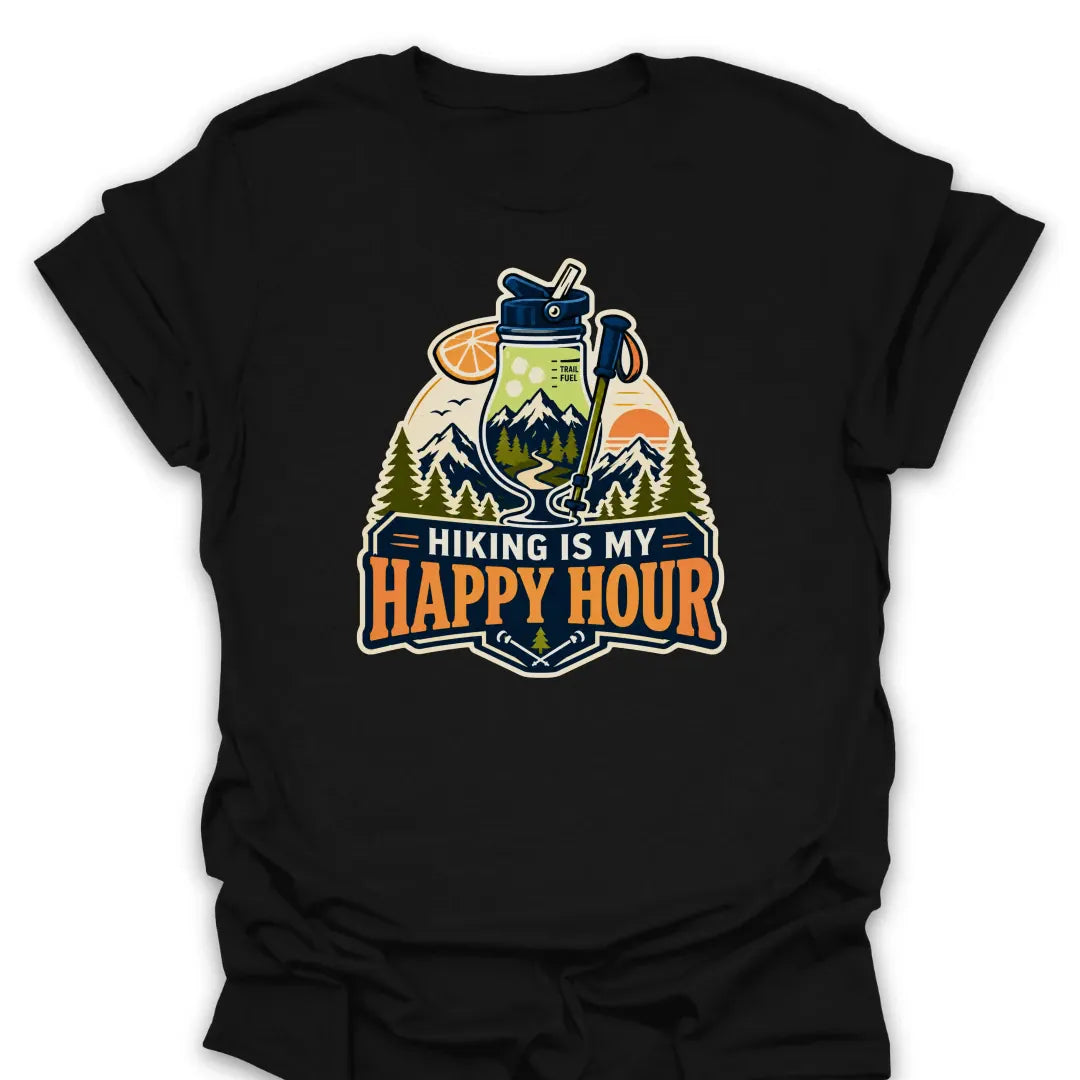 T-Shirt Black / S Hiking Is My Happy Hour T-Shirt