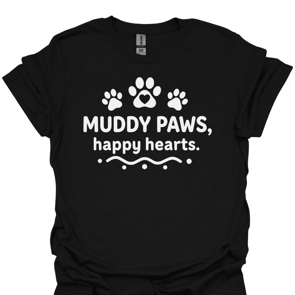 T-Shirt Black / S Muddy Paws Happy Hearts T-Shirt