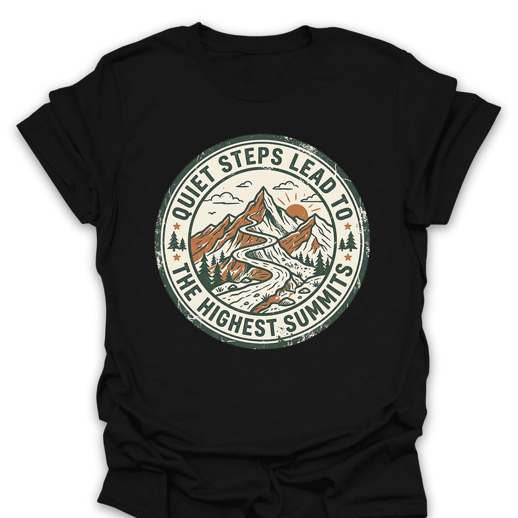 T-Shirt Black / S Quiet Steps Highest Summits Vintage Hiking Tee