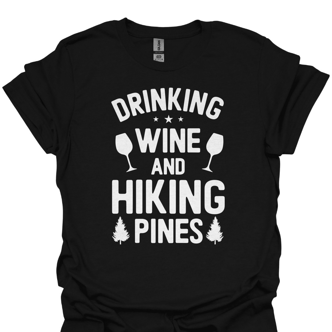 T-Shirt Black / S Wine and Hiking Pines T-Shirt