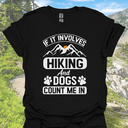 T-Shirt Black / XS If It Involves Hiking and Dogs, Count Me In – Mountain Paw Print T-Shirt