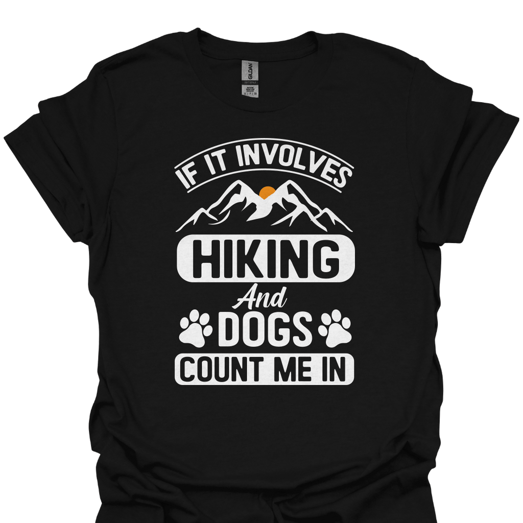 T-Shirt Black / XS If It Involves Hiking and Dogs, Count Me In – Mountain Paw Print T-Shirt