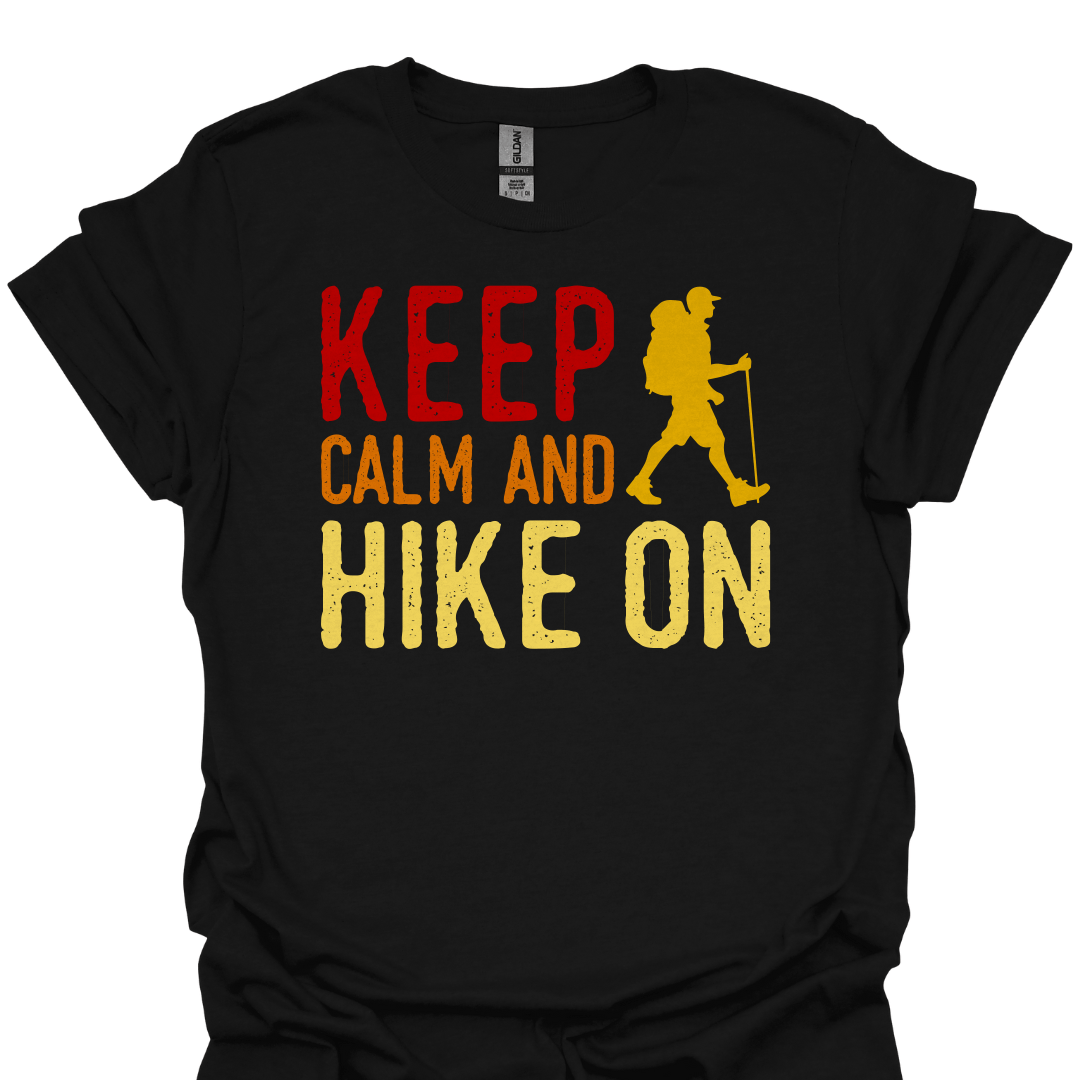 T-Shirt Black / XS Keep Calm and Hike On – Bold Outdoor Adventure T-Shirt