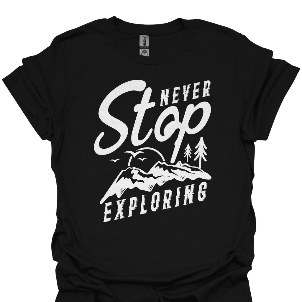 T-Shirt Black / XS Never Stop Exploring – Mountain Adventure T-Shirt 🧭