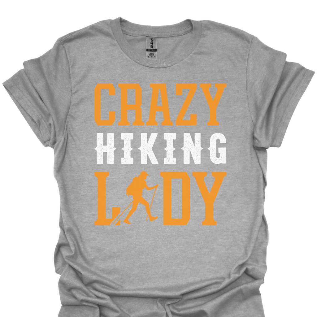 T-Shirt Crazy Hiking Lady – Funny Outdoor Adventure T-Shirt 🥾