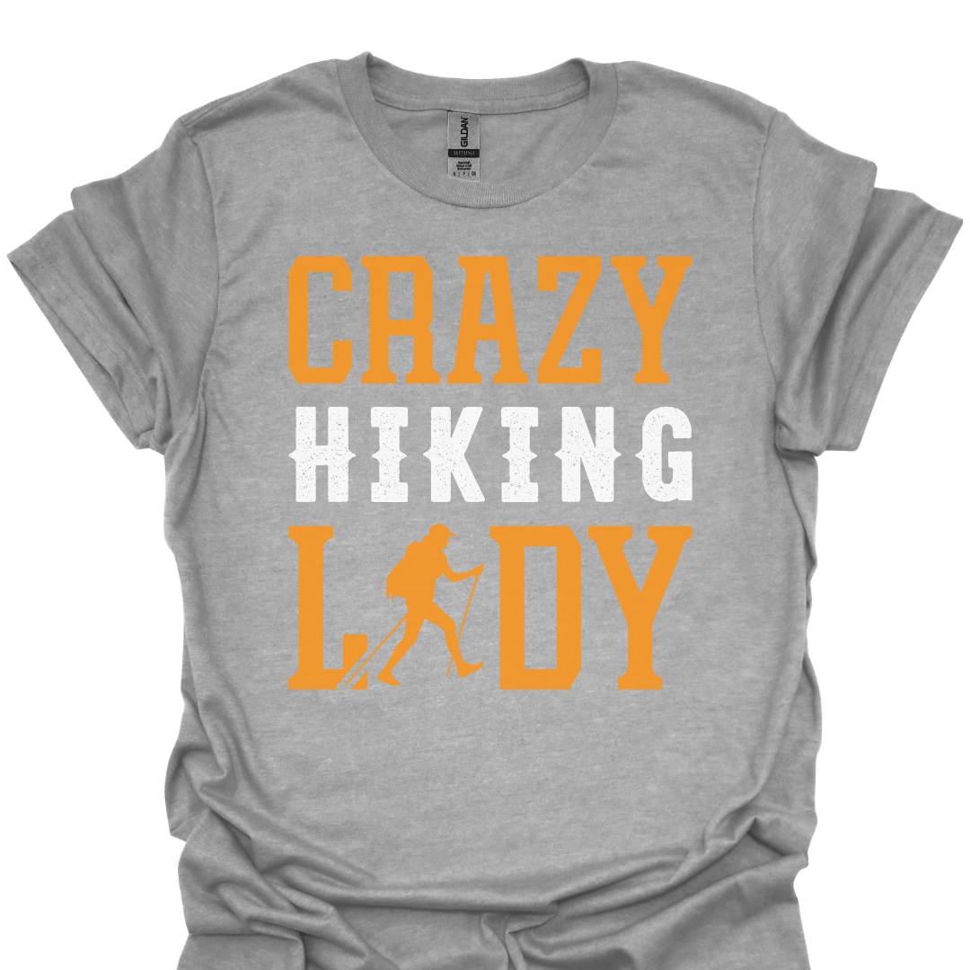 T-Shirt Crazy Hiking Lady – Funny Outdoor Adventure T-Shirt 🥾