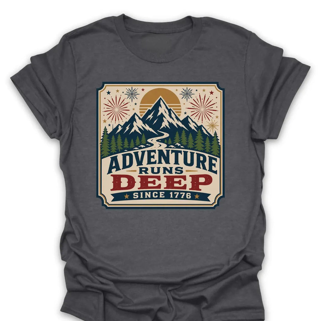 T-Shirt Dark Heather / S Adventure Runs Deep Since 1776 T-Shirt
