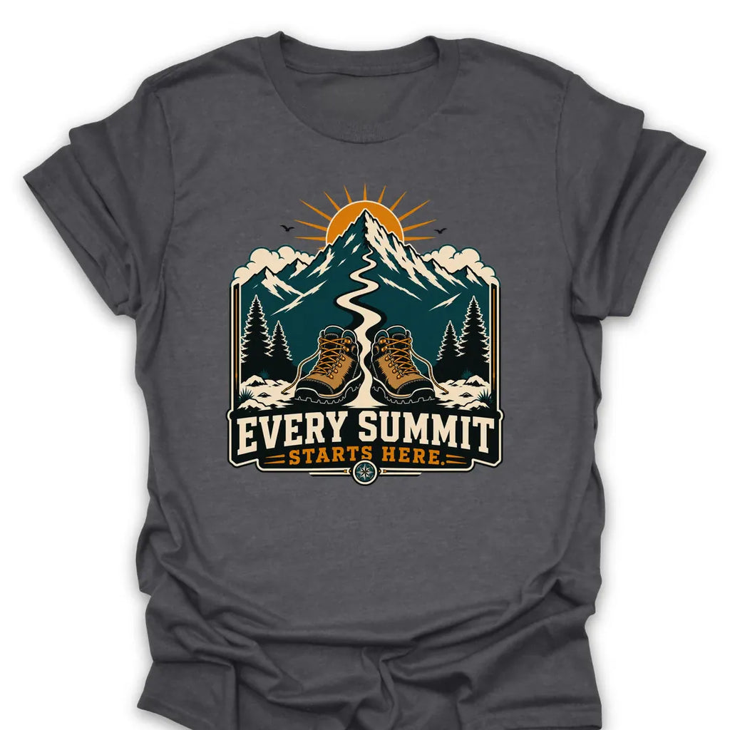 T-Shirt Dark Heather / S Every Summit Starts Here T-Shirt