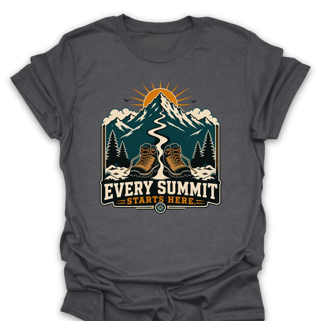 T-Shirt Dark Heather / S Every Summit Starts Here T-Shirt