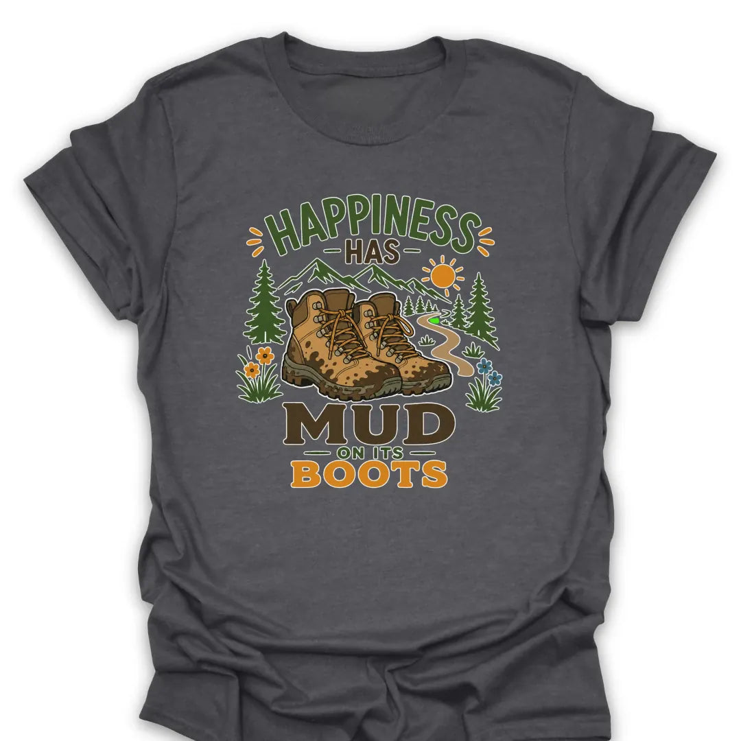T-Shirt Dark Heather / S Happiness Has Muddy Boots