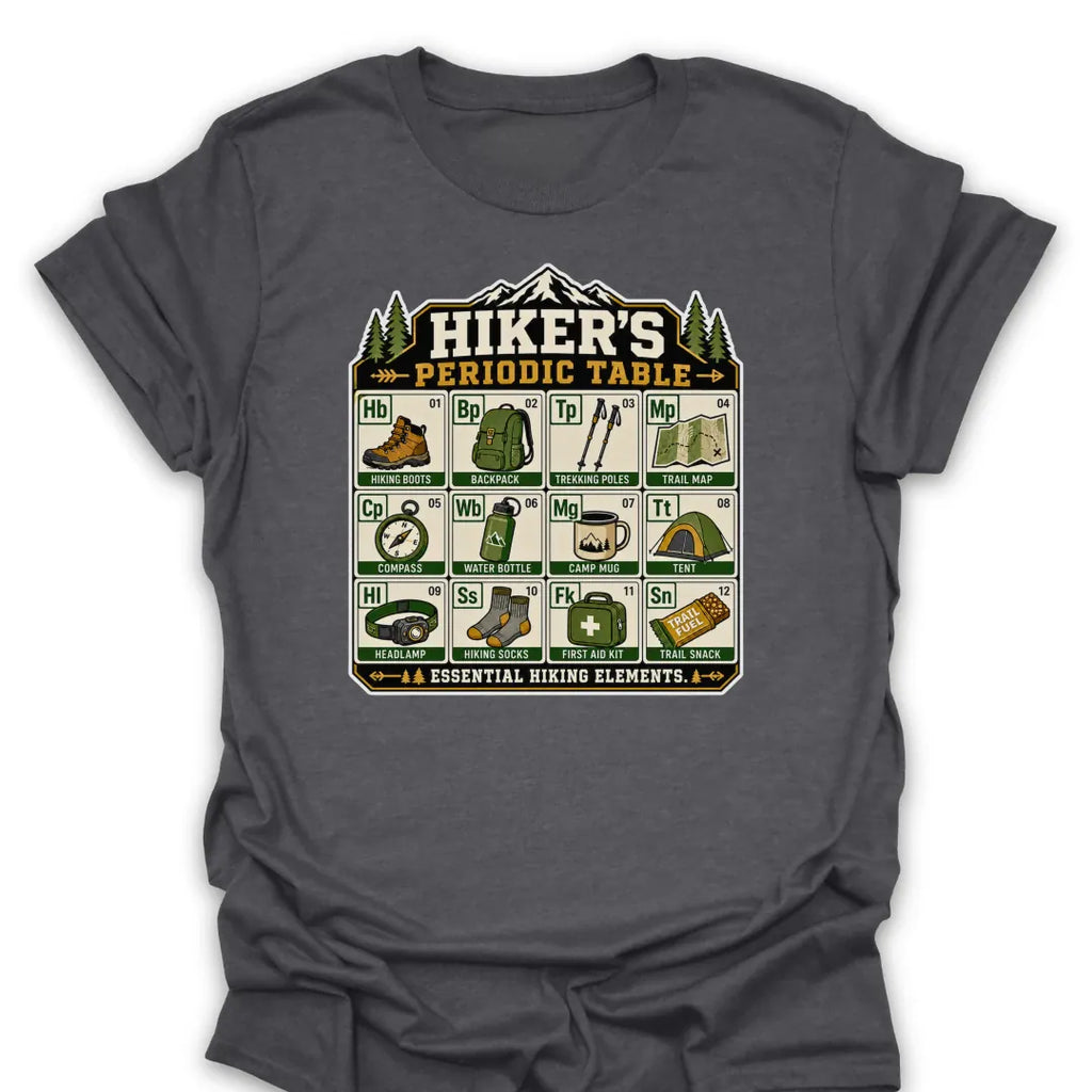 T-Shirt Dark Heather / S Hikers Periodic Table T-Shirt