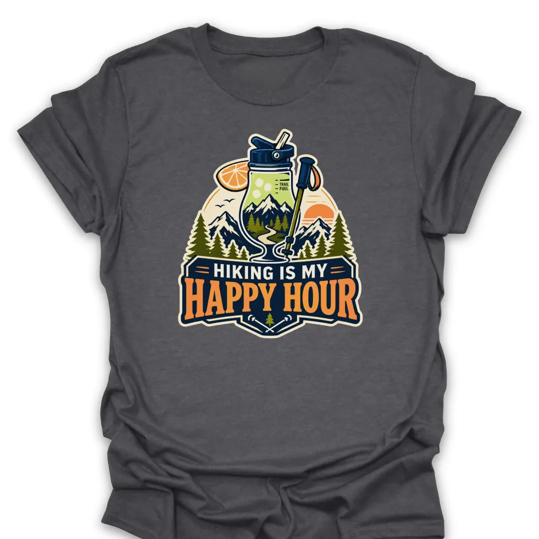 T-Shirt Dark Heather / S Hiking Is My Happy Hour T-Shirt