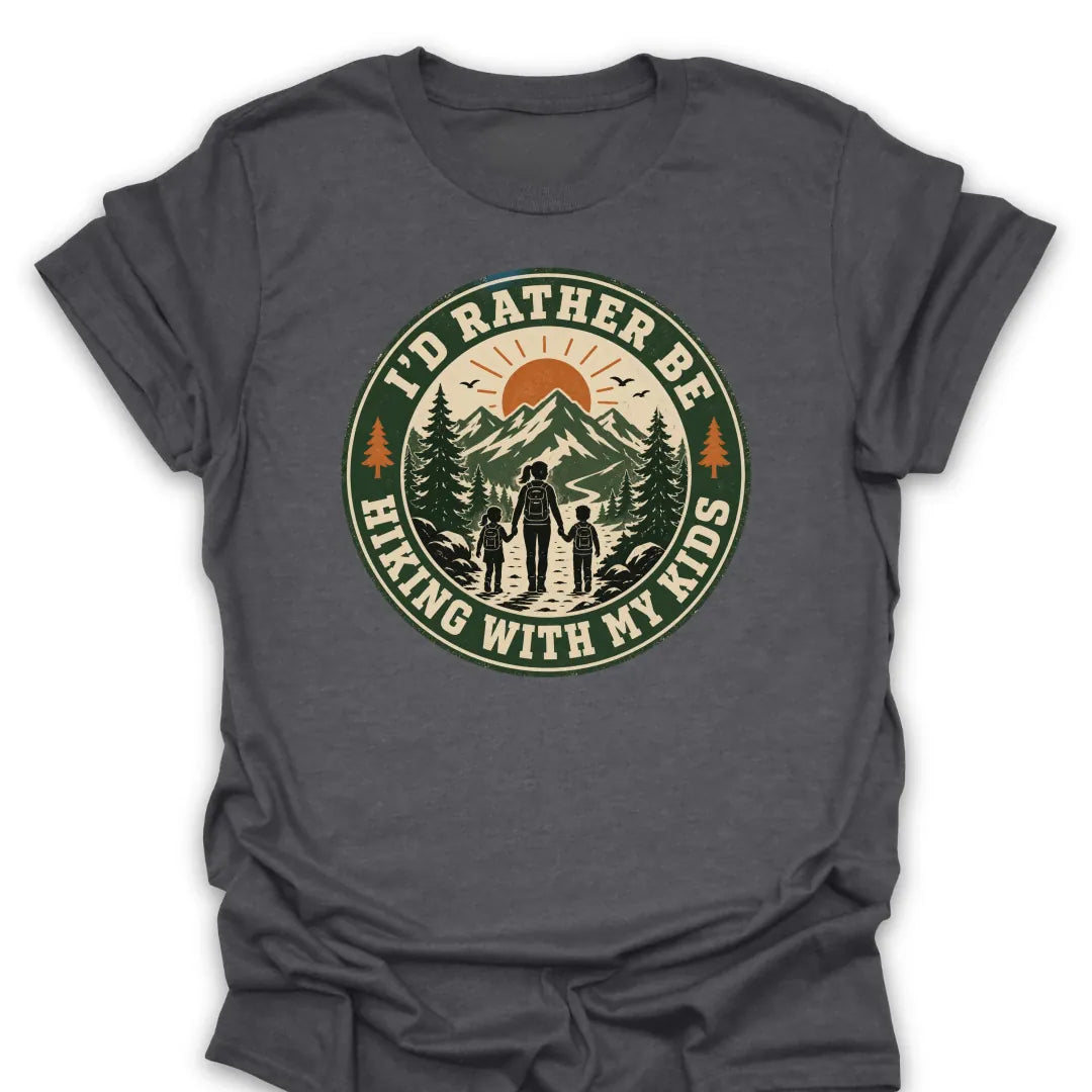 T-Shirt Dark Heather / S Hiking With My Kids T-Shirt