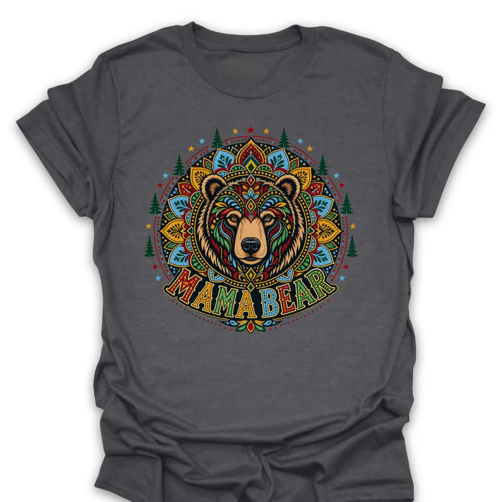 T-Shirt Dark Heather / S Mama Bear Mandala T-Shirt
