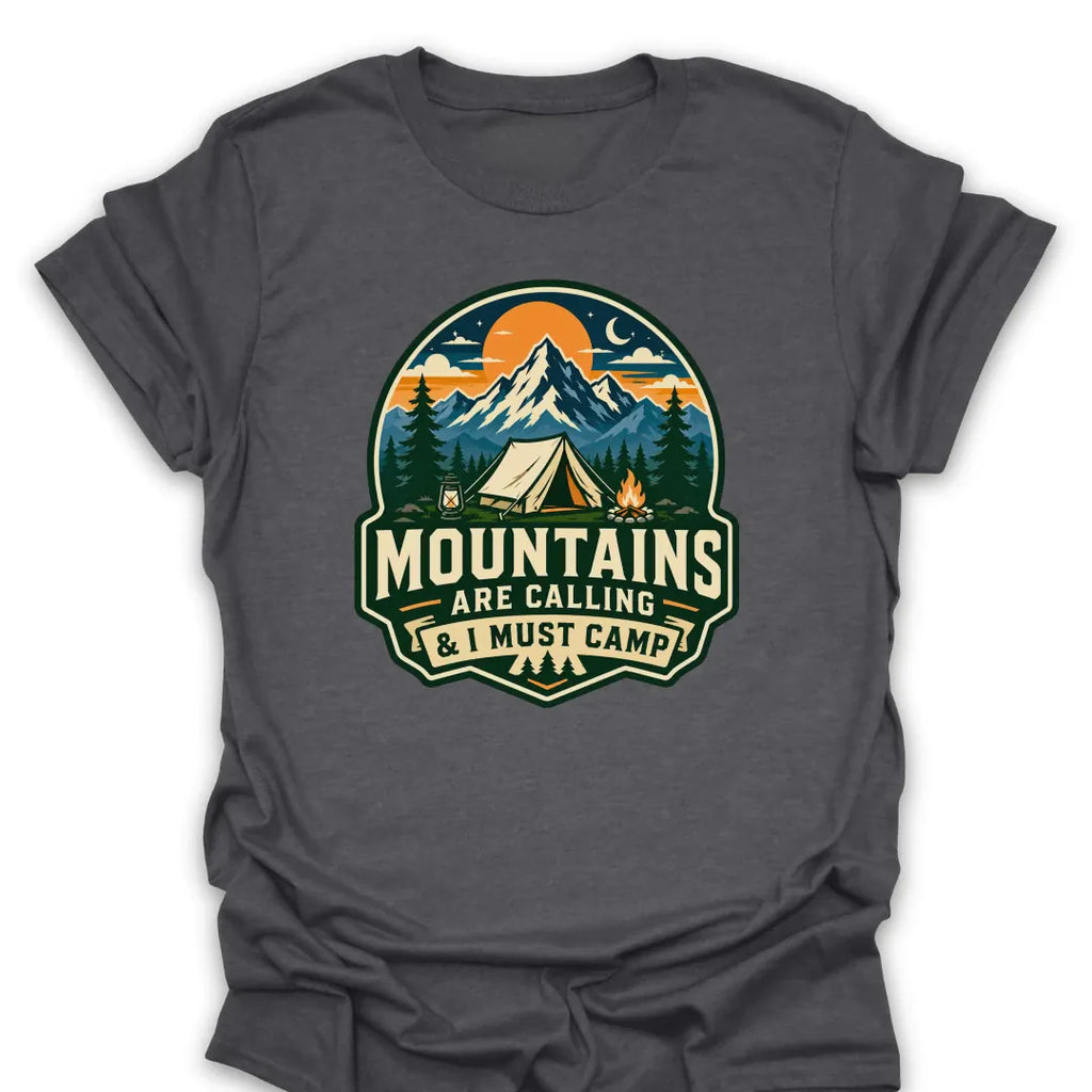 T-Shirt Dark Heather / S Mountains Are Calling Must Camp T-Shirt