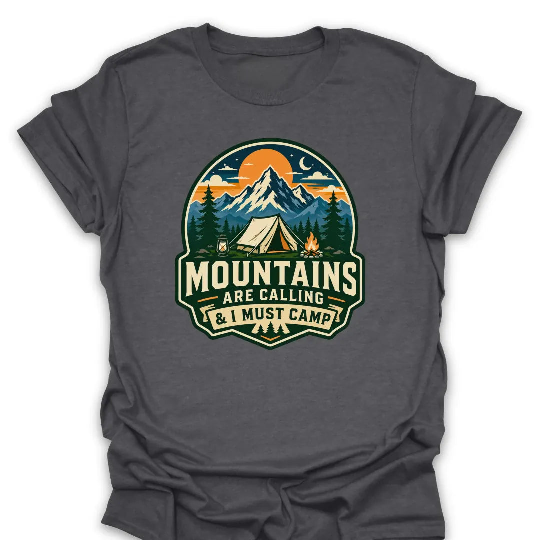 T-Shirt Dark Heather / S Mountains Are Calling Must Camp T-Shirt