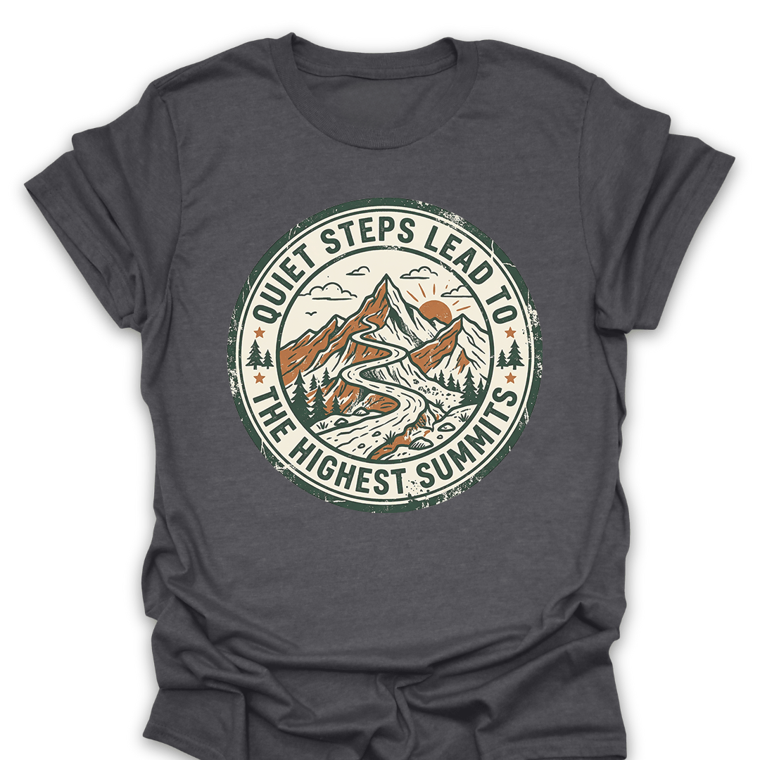 T-Shirt Dark Heather / S Quiet Steps Highest Summits Vintage Hiking Tee