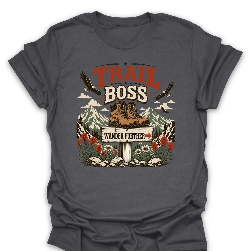 T-Shirt Dark Heather / S Trail Boss Wander Further T-Shirt