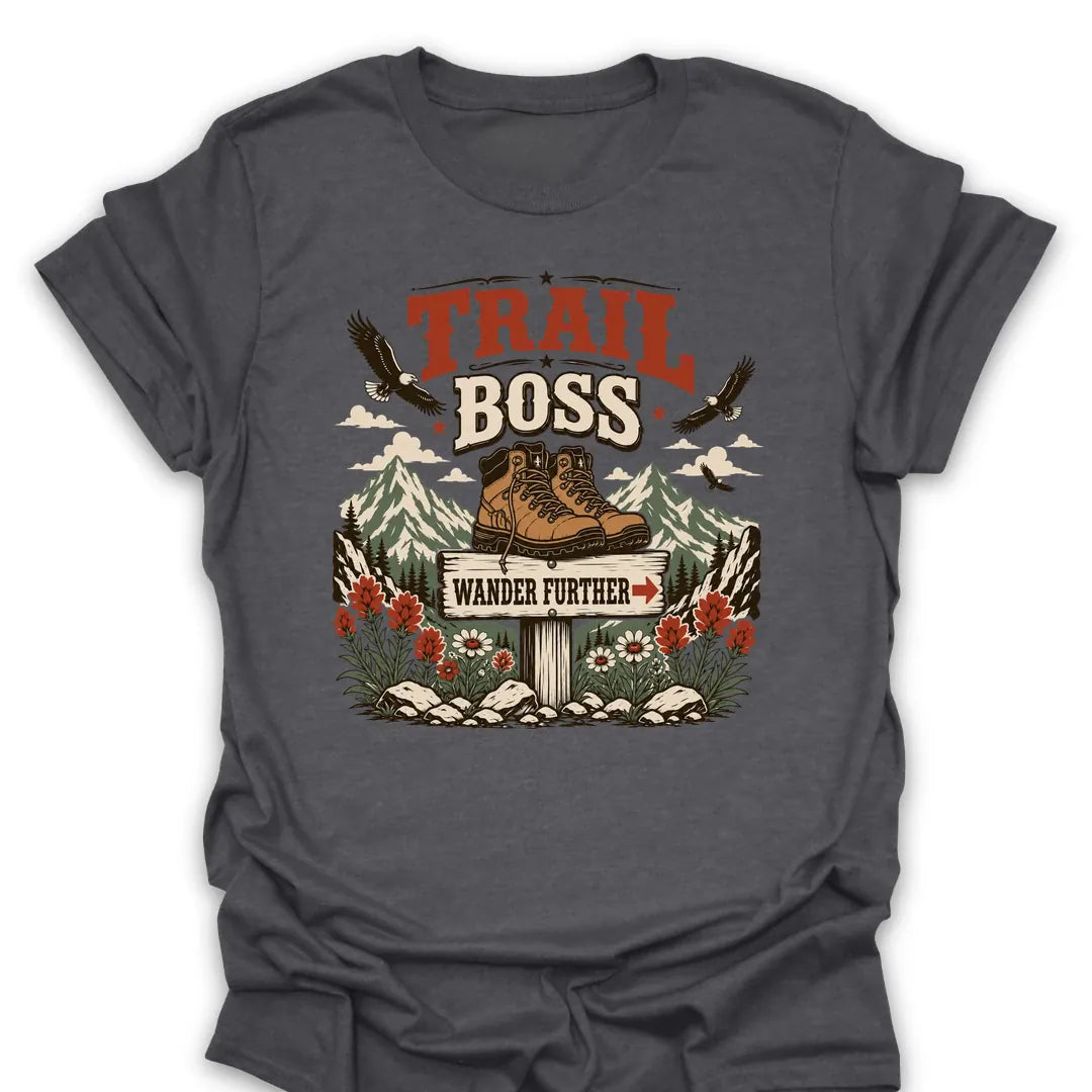 T-Shirt Dark Heather / S Trail Boss Wander Further T-Shirt