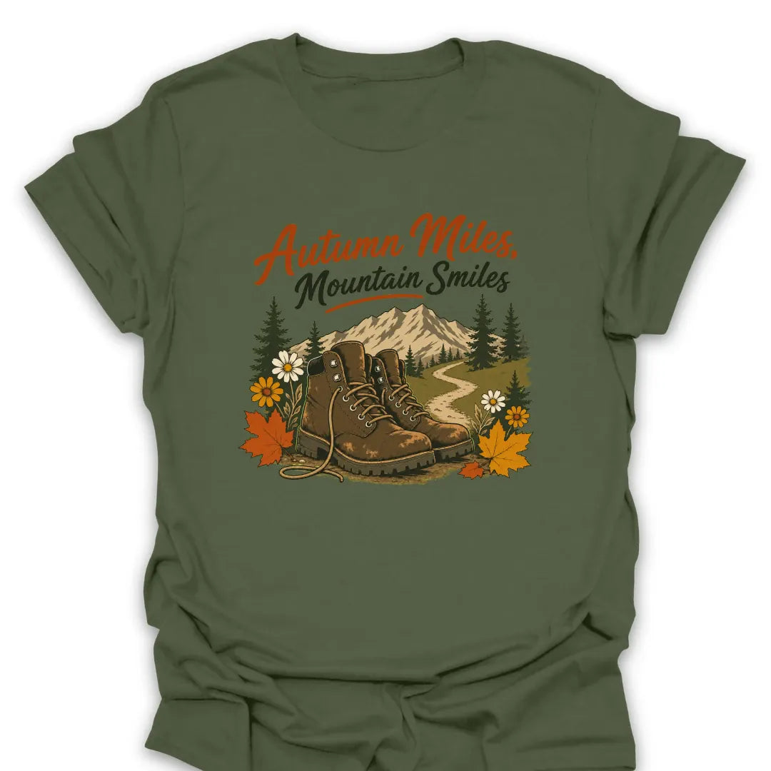 T-Shirt Military Green / S Autumn Mile, Mountain Smiles