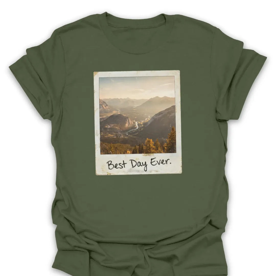 T-Shirt Military Green / S Best Day Faded Polaroid T-Shirt