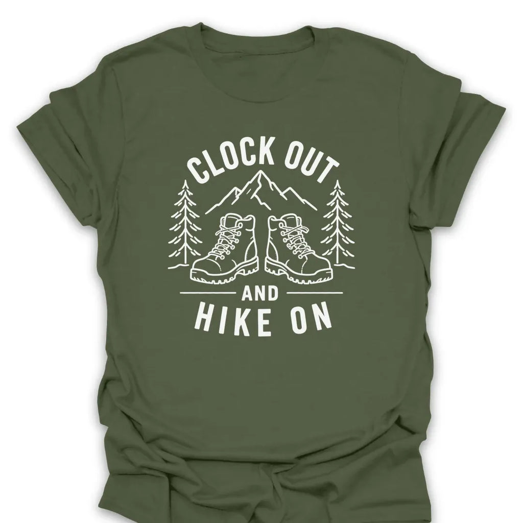T-Shirt Military Green / S Clock Out Hike On T-Shirt