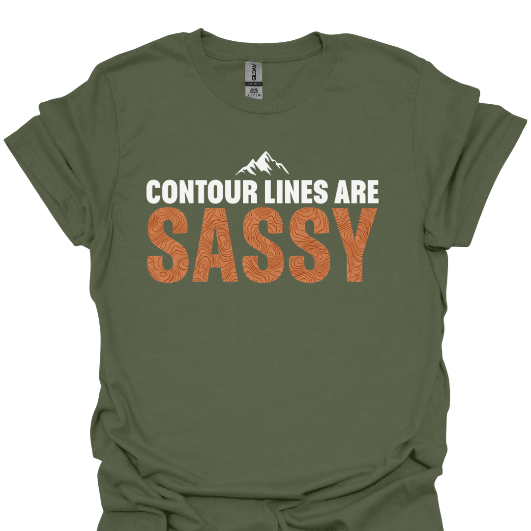 T-Shirt Military Green / S Contour Lines Are SASSY T-Shirt