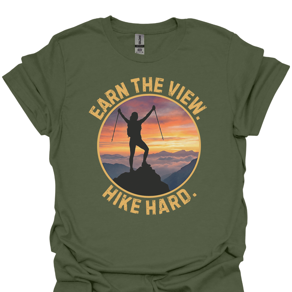 T-Shirt Military Green / S Earn the View. Hike Hard. - Mountain Summit Tee⛰️