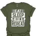T-Shirt Military Green / S Eat. Sleep. Hike. Repeat. - T-Shirt
