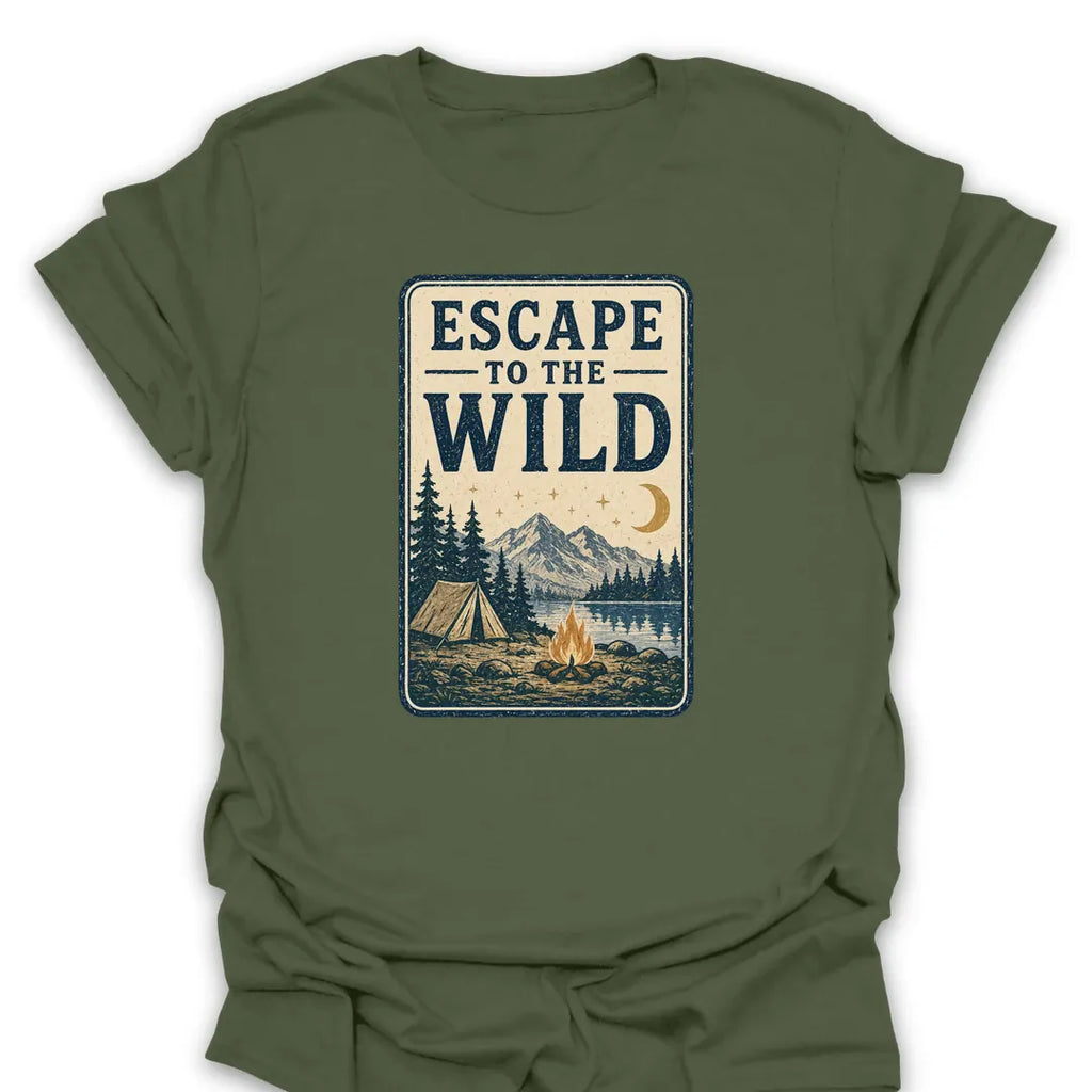 T-Shirt Military Green / S Escape To The Wild Camp T-Shirt