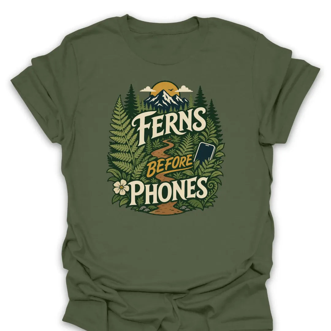 T-Shirt Military Green / S Ferns Before Phones Trail