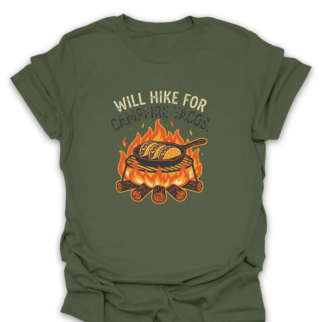 T-Shirt Military Green / S Hike For Campfire Tacos T-Shirt