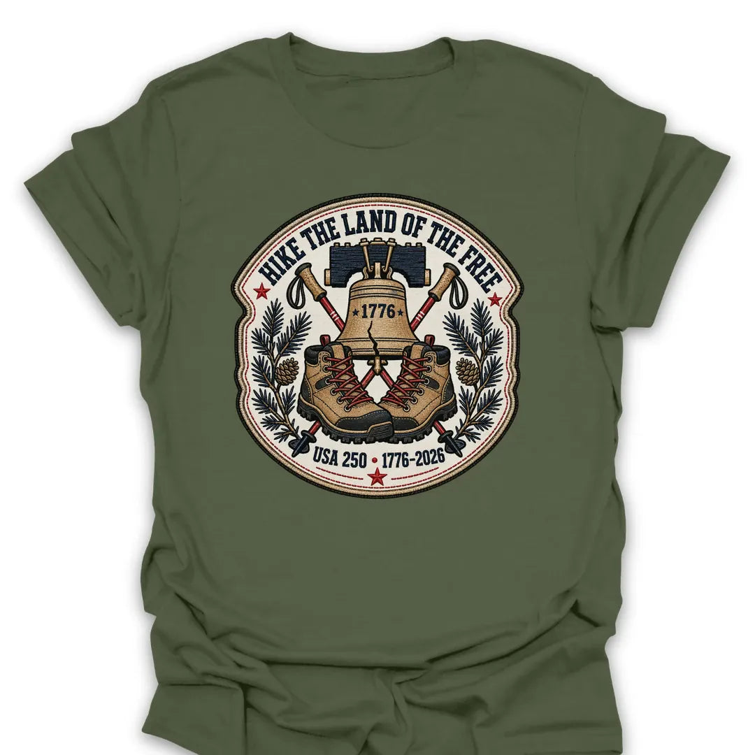T-Shirt Military Green / S Hike Land Of The Free Liberty 1776 T-Shirt