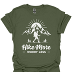 T-Shirt Military Green / S Hike More Worry Less – Mountain Adventure T-Shirt