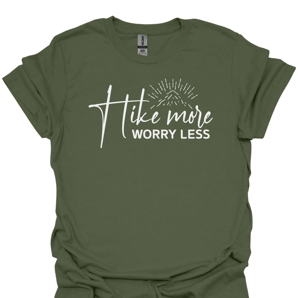 T-Shirt Military Green / S Hike More, Worry Less – Mountain Adventure T-Shirt