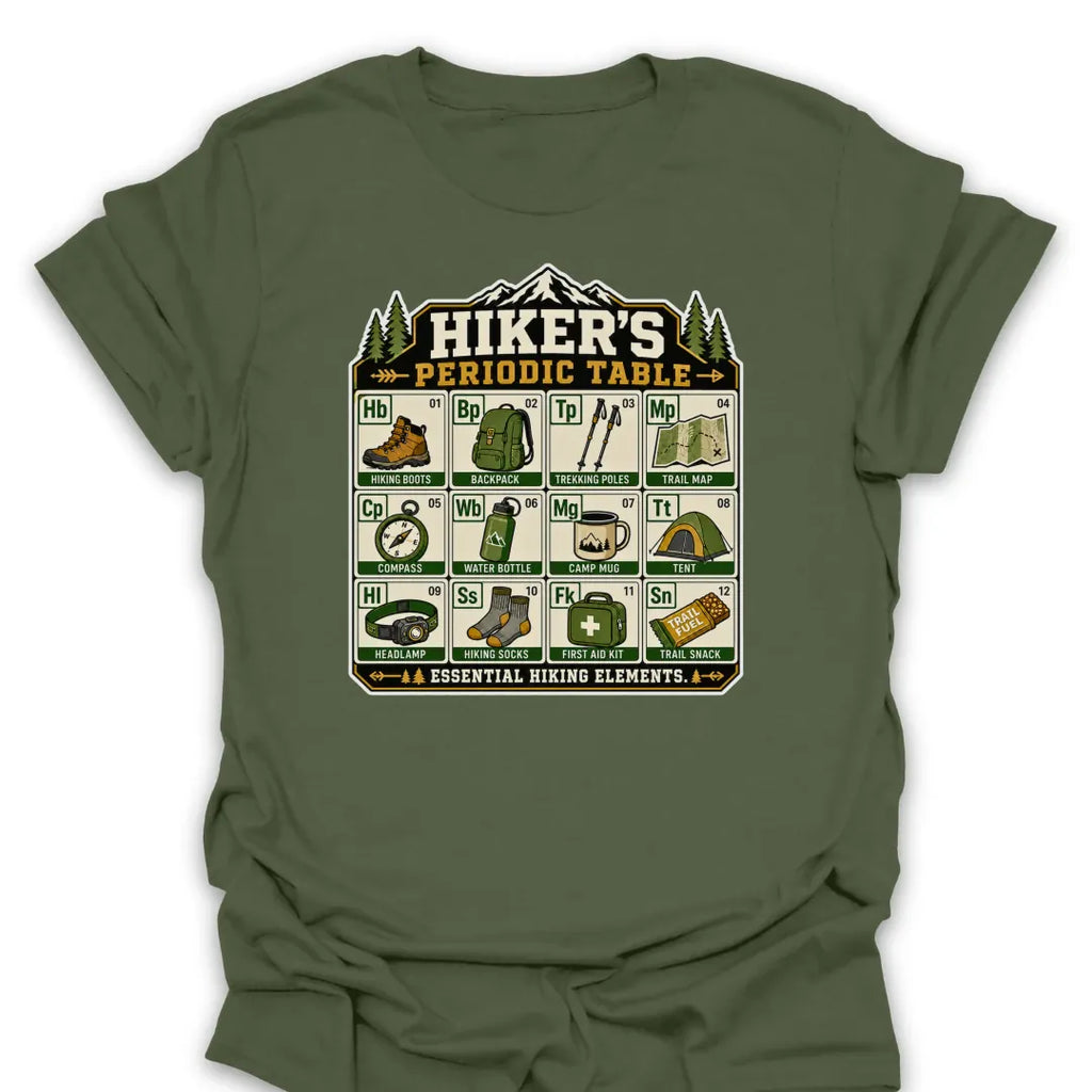 T-Shirt Military Green / S Hikers Periodic Table T-Shirt