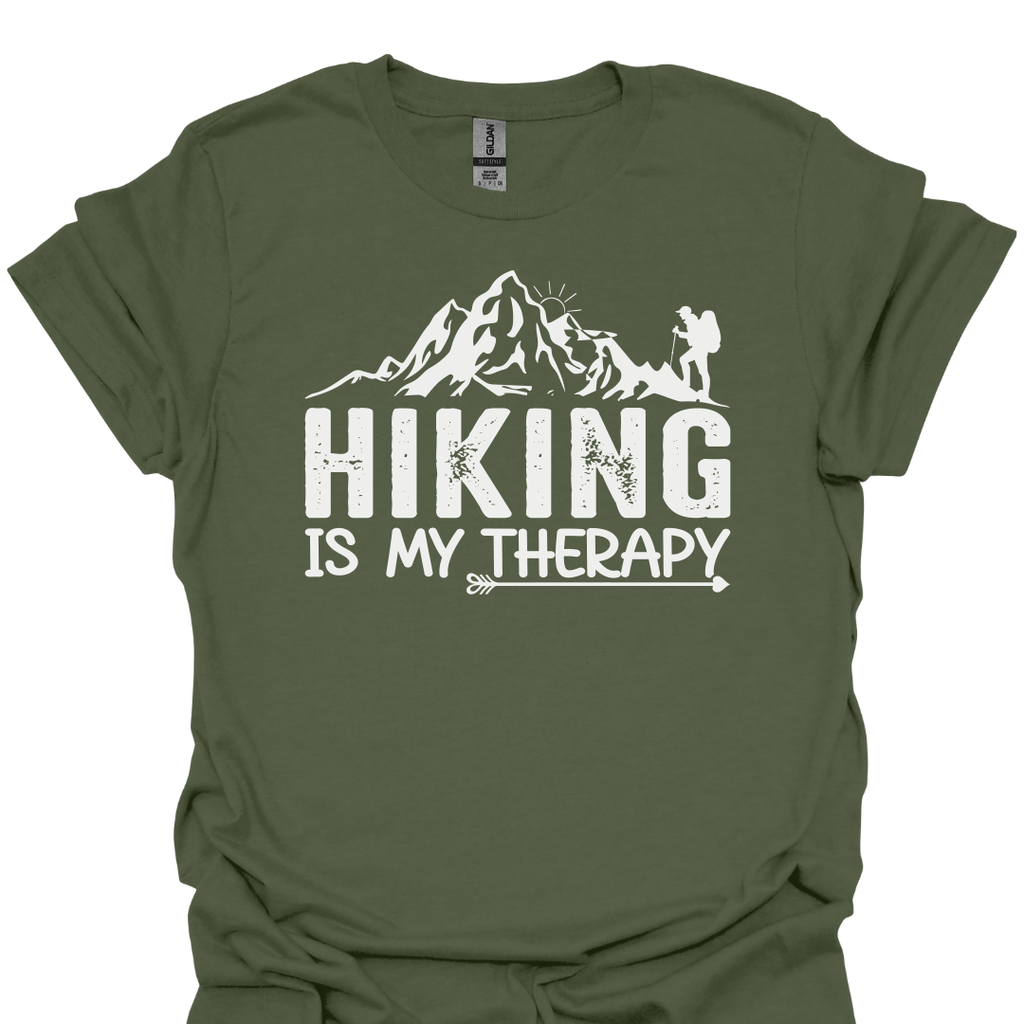 T-Shirt Military Green / S Hiking Is My Therapy - Mountain T-Shirt