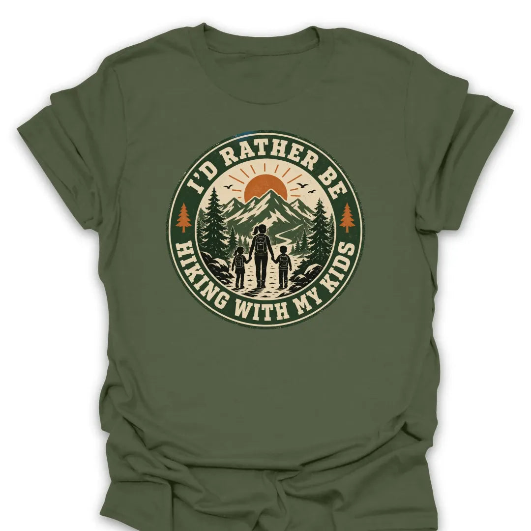 T-Shirt Military Green / S Hiking With My Kids T-Shirt