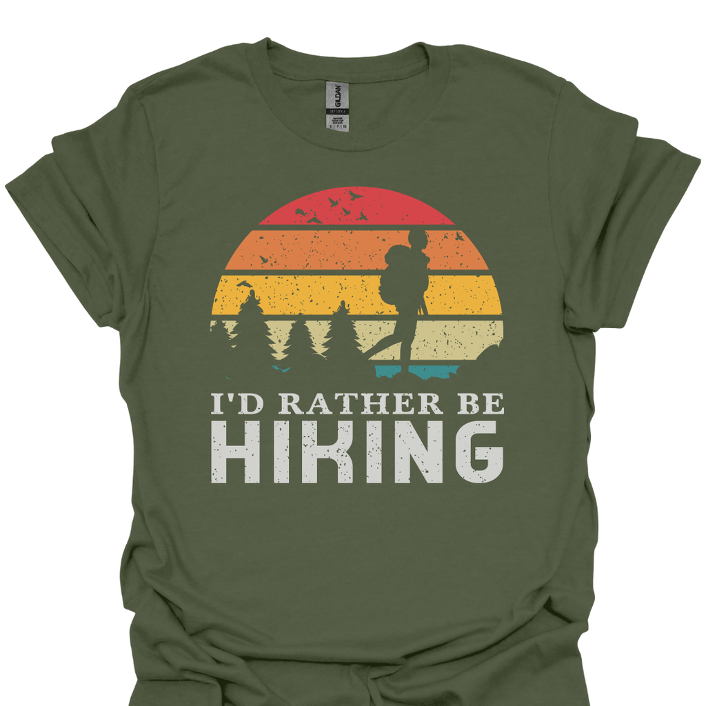 T-Shirt Military Green / S I'd Rather Be Hiking - Retro T-Shirt